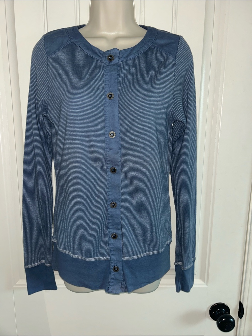 NEW Hard Tail Slate Blue Button-Front Long Sleeve Top Cardigan Sz S